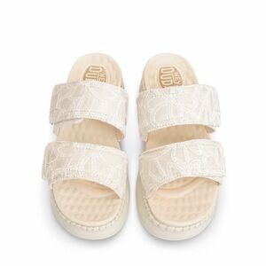 NWOT Hey Dude Delray Slide Whipstitch Embroidered Sandals w Silver Thread Size 8